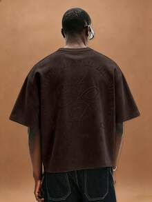 STYNVO 男士夏季休閒字母刺繡棕色T恤 - 棕色 - 查看 3