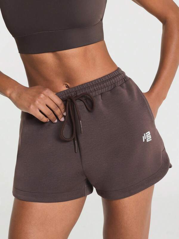11SKNDS Shorts de sudadera con cintura con cordón y banda elástica, detalle de logotipo, shorts de felpa de ajuste relajado para comodidad diaria y estilo urbano