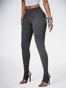 Denimoi Legging Stirrup Pinggang Tinggi Seksi, Bawahan untuk Acara Klub GNO, Busana Malam Perempuan untuk Konser - Dark Grey - View 1
