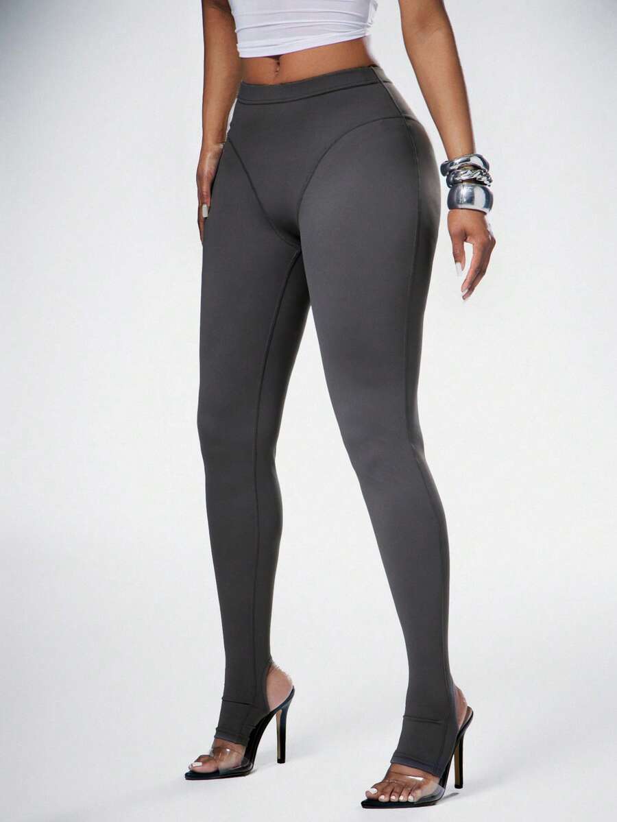 Denimoi Legging Stirrup Pinggang Tinggi Seksi, Bawahan untuk Acara Klub GNO, Busana Malam Perempuan untuk Konser - Dark Grey - View 1