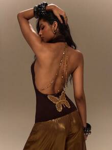 TypaGal Women's Solid Color Cowl Neck Pleated Fashion Versatile Halter Top - Multicolor - View 3