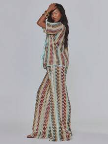 MUSERA Women Two-Piece Outfits Lounge Vacation Beige Summer Boho - Multicolor - View 3