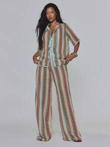 MUSERA Women Two-Piece Outfits Lounge Vacation Beige Summer Boho - Multicolor - View 2