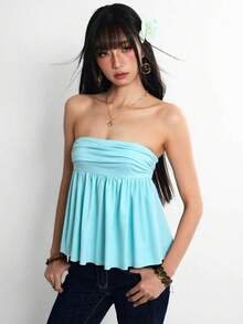 Rina Fox 2026夏季/秋季新款純色Y2K街頭風女士抹胸上衣 - 薄荷綠 - 查看 3