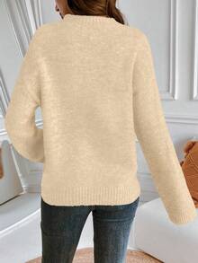 SHEIN PariChic Sweater Wanita Abu-abu Leher Bulat Tebal Premium Terbaru yang Telah Ditingkatkan - Aprikot - View 4