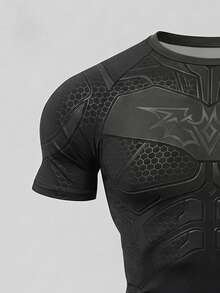 GymBeat Men's Geometric Print Raglan Short Sleeve Sports T-Shirt - Multicolor - View 4
