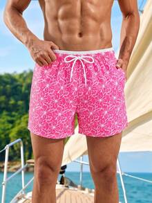 Manfinity VDAYZ Pantalones cortos de playa con estampado floral para hombres - Rosa - Ver 4
