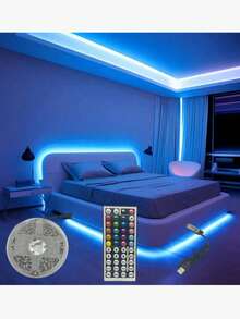 3.3FT - 65.6FT LED 燈條燈, 44 鍵遙控音樂同步 RGB LED 燈帶附遙控器, 適用於臥室、房間、家居裝飾、派對、節日 - 多色 - 查看 1