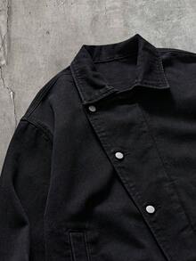 AXEPEAK Chaqueta vaquera casual y versátil para hombre, primavera/otoño - Negro - Ver 3