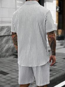 Manfinity CasualCool 男士條紋短袖襯衫套裝 - 彩色 - 查看 2