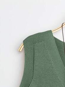 EMERY ROSE Women's Solid Color Casual Versatile Daily Wear Knit Vest - Green - View 3