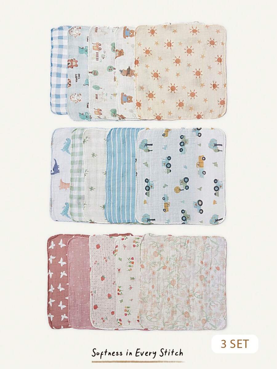 Cozy Pixies 5 Packs Of Mixed-Color Cotton Wrinkled Cloth, Baby Bib, Saliva Towel, Light, Comfortable And Soft, Suitable For Newborns, Suitable For All Seasons - Multicolor - View 1