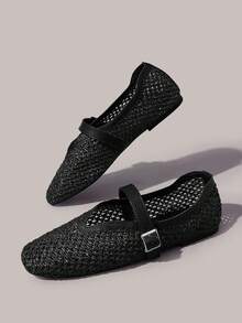 Styleloop Ladies, Willow Nails, Buckles, Flat Shoes. - Black - View 6