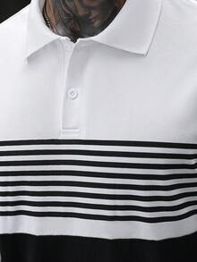 Manfinity CasualCool 男士拼色休閒通勤短袖 Polo 衫 - 彩色 - 查看 4