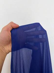 Maweii Vestido elegante de talla grande de unicolor con cuello alto, hombros descubiertos, corto por delante y largo por detrás para otoño - azul real - Ver 5