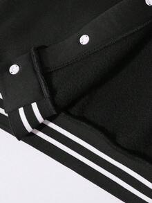 SHEIN Explorewe Streecool 青少年女孩秋冬休閒舒適時尚設計日常百搭字母數字卡通圖案棒球夾克 - 黑色 - 查看 6