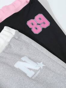 2pcs Solid Color Casual Basic Flare Leggings For Girls - Multicolor - View 4