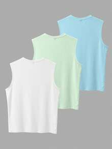 Manfinity RSRT Camiseta sin mangas de cuello redondo con estampado de palmeras y hombros anchos para hombre - Multicolor - Ver 3