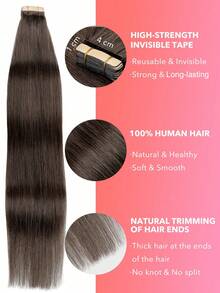 20PCS Straight Tape In Human Hair Extensions 100% Real Remy Human Hair 14-24inches Natural High Quality 50G/Pack For Salon Silky Seamless Invisible PU Tape In Hair Extensions - S2A - View 3