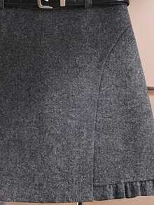 GlowEve Women's Solid Color Casual Minimalist Daily Skirt - Grey - View 4