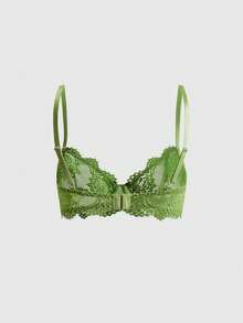ROMWE Goth Lace Floral Underwire Triangle Cup Bra - Green - View 2