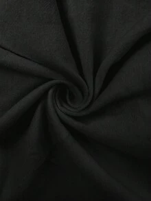 Easowa 100%棉可追溯面料荷葉邊飾立領荷葉袖蕾絲拼接A字無袖娃娃裙休閒優雅黑色早午餐洋裝 - 黑色 - 查看 7