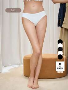 Bralution Women's Solid Color Simple Lace Patchwork Daily Wear Triangle Bra And Panties Set,5 Pcs - Multicolor - View 4