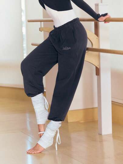 GLOWMODE Everyday Terry Comfy Mood Sweat-Wicking Tapered Sweatpants With Elastic Waistband & Side Pockets Ballet Barre Daily Casual