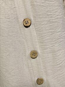 Balvessa Casual Vacation Daily Wear Vacation Loose Fit Shirt And Shorts With Pockets 2 Pieces Set Home Country Old Money Beige Summer - Khaki - View 5