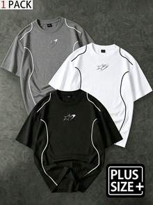 Sport MetroGents Men's Plus Size Colorblock Trim Short Sleeve T-Shirt - Black - View 1