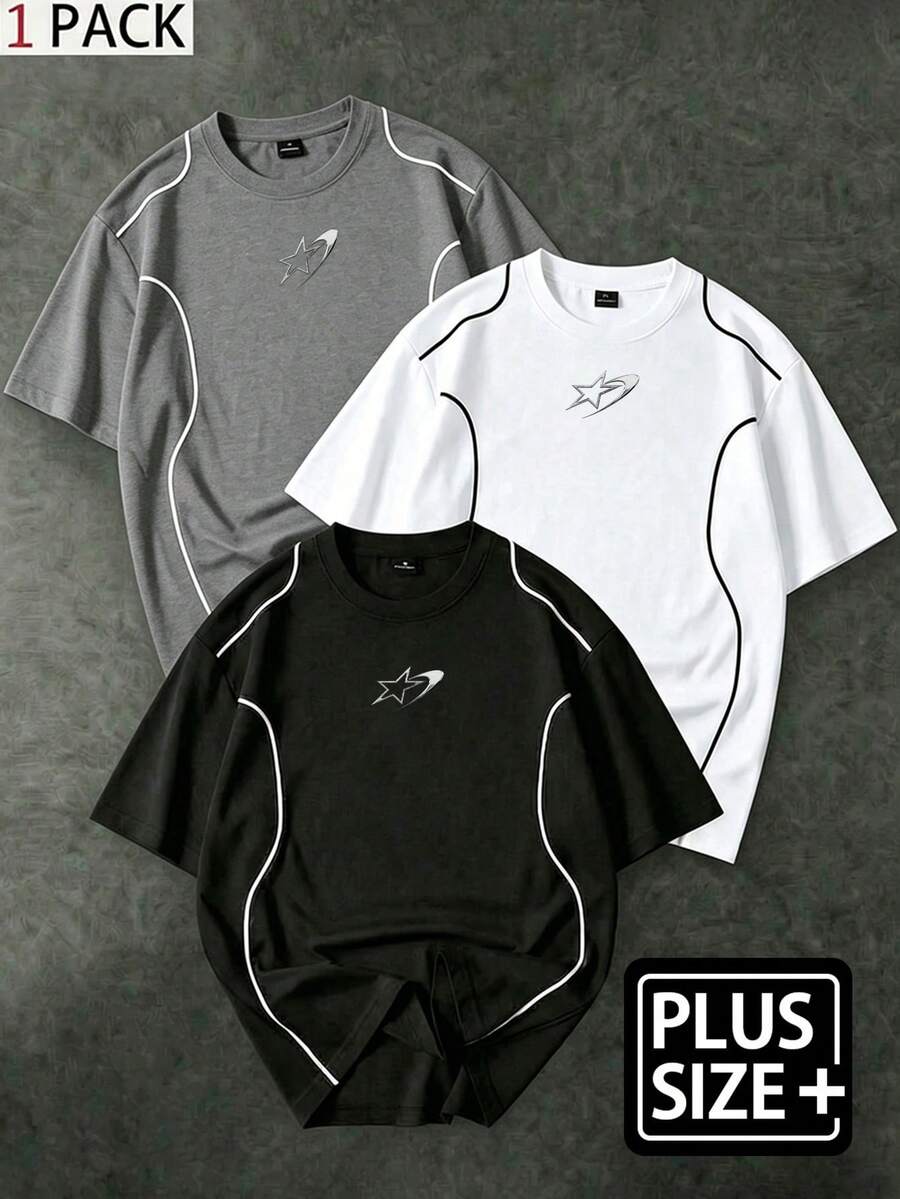 Sport MetroGents Men's Plus Size Colorblock Trim Short Sleeve T-Shirt - Black - View 1