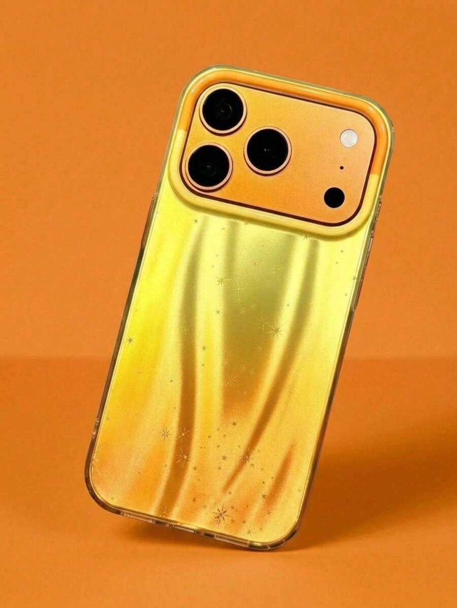 ShellaStory Funda de teléfono con patrón degradado de estrella brillante y contraste de color de moda compatible con IPhone 17 Pro Max 17 Pro 17 16 Pro Max 16 Pro 16 15 Pro Max 15 Pro 15 14 Pro Max 14 Pro 14 13 12 Pro Max 13 12 Pro 11 protección simple cubierta trasera - Naranja - Ver 1