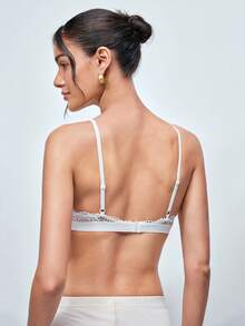 Softvol Sujetador de encaje floral con triángulo, lencería sexy - Blanco - Ver 2