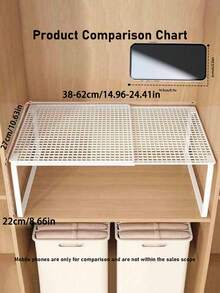 Estantería de almacenamiento ajustable y expandible de alta resistencia - Organizador de metal apilable que ahorra espacio con superficie pulida, sin necesidad de montaje. Adecuado para cocina, dormitorio, organización de escritorio, estantes multifuncionales, estantes para zapatos, soluciones de almacenamiento, almacenamiento de armarios, estantes de armario, organización y almacenamiento de gabinetes. - Multicolor - Ver 13