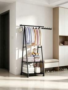 1pc Improves Space, Multifunctional, Floor Standing Coat Rack, Wardrobe Rack With Wheels, Movable, Stable, Fashionable, Easy To Disassemble And Install, Portable, Suitable For Living Room, Bedroom, Entrance, Office, Home - Multicolor - View 7