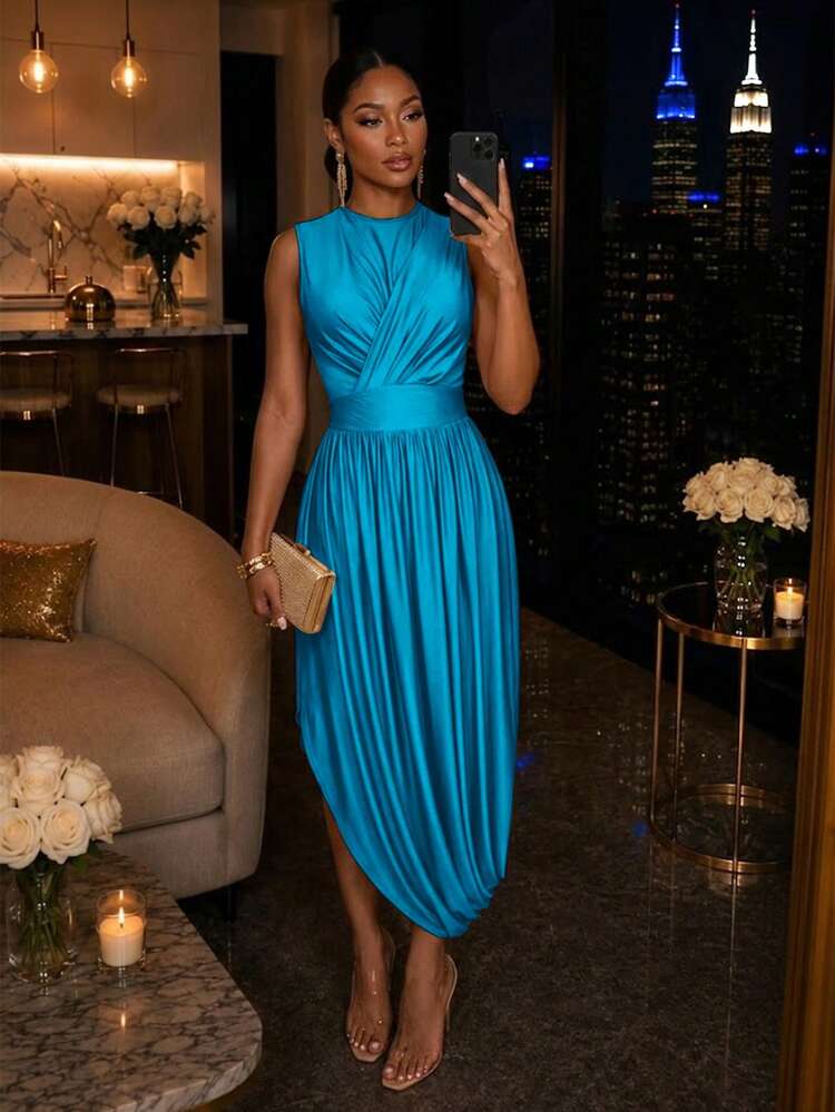 aqua blue bodycon dress SOLERSUN Summer Women's High-End Waist-Cinching High-Waisted Design Light Slim Long Dinner Night Elegant Color:Set and Accessories Vendor NEW LOOK Beige Stone making it perfect for