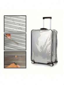Trolley Luggage Cover Transparent PVC Protector Sleeve With Retractable Handle Stretchable Design, Heavy-Duty Scratch-Proof Abrasion Resistant Travel Suitcase Wrap, Dust-Proof Impact Cushioning Cover For Most Standard Carry-On Checked Bags - Transparent-upgraded Thickened - View 12