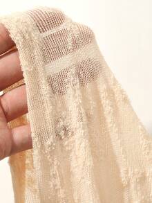 DAZY Lace Fitted Short Sleeve T-Shirt Summer Outfit Women's Pajama Top - Apricot - View 7