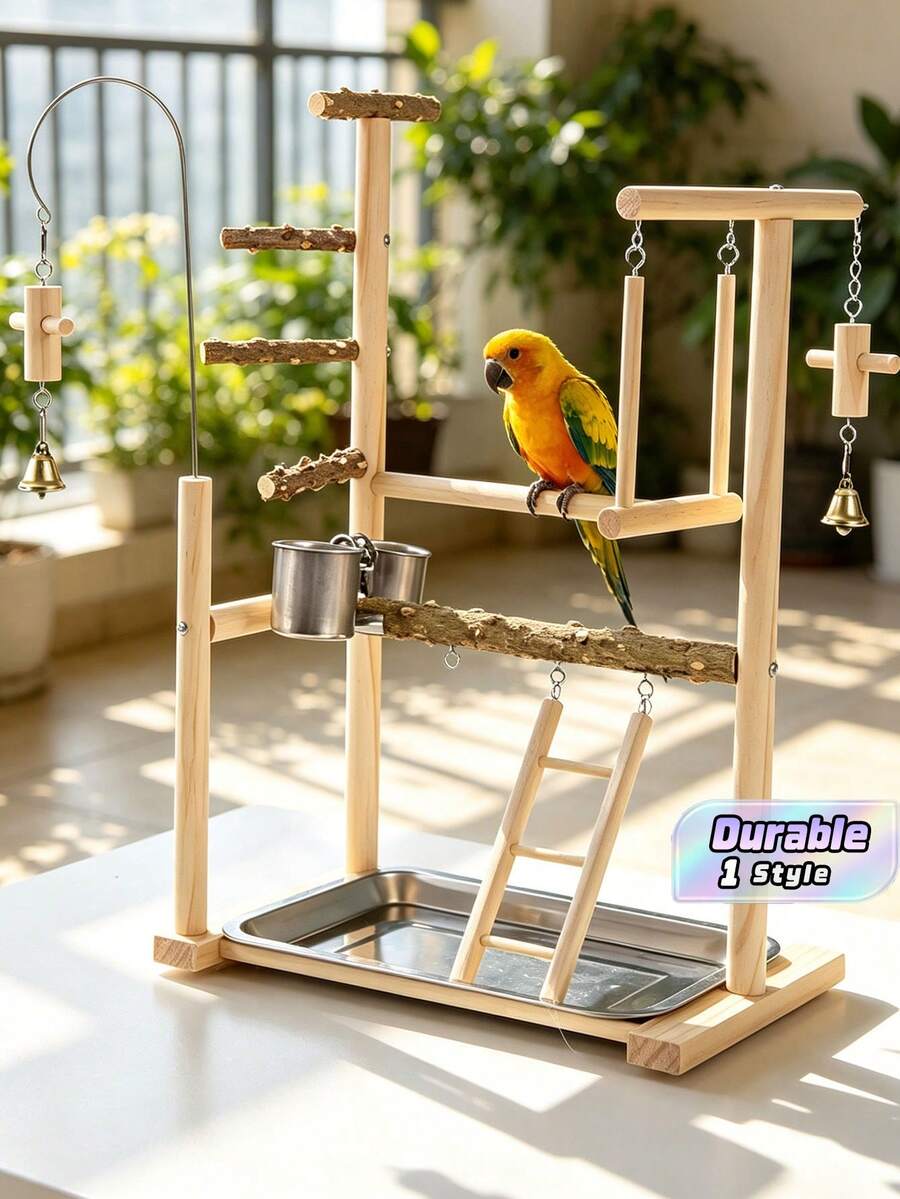 鸚鵡四川胡椒玩具 牡丹虎皮實木鞦韆 虎皮鸚鵡攀爬梯 虎皮鸚鵡棲架 手養鳥籠 - 彩色 - 查看 1