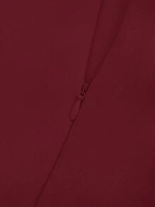 Franclia 女款兩件式套裝，無袖抓皺腰部設計，金屬扣上衣搭配不對稱下擺，酒紅色夏季優雅晚宴雞尾酒禮服 - 酒紅色 - 查看 6