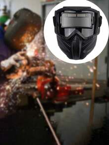 1Pc Auto Darkening Full Face Welding Helmet, Split Type Auto Shade Welding Goggles, Lightweight Heat Insulated Anti-Glare Anti-Scald Protective Mask For Industrial, Auto Repair & Welding Safety Work - Black - View 7