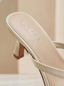 MUSERA Sandalia de tacón bajo tipo kitten linda divertida y femenina para el verano - Blanco roto - Ver 5