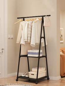 1pc Improves Space, Multifunctional, Floor Standing Coat Rack, Wardrobe Rack With Wheels, Movable, Stable, Fashionable, Easy To Disassemble And Install, Portable, Suitable For Living Room, Bedroom, Entrance, Office, Home - Multicolor - View 2