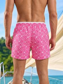 Manfinity VDAYZ Pantalones cortos de playa con estampado floral para hombres - Rosa - Ver 2