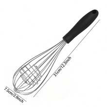 Haus Hana Pengocok Telur Manual Stainless Steel dengan Pegangan Karet dan Bola Inti, Pembuat Gelembung Susu, Pengaduk Genggam untuk Dapur, Pembuatan Dim Sum, dan Kue, untuk Rumah Tangga - Hitam - View 6
