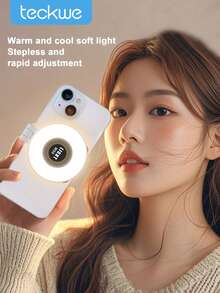 Teckwe Portable Magnetic Selfie Fill Light, Suitable For Phone Cameras And Video Conferences. It Features 3 Lighting Modes, Is Rechargeable And Compact, Compatible With Laptops, Mobile Phones, Tablets, Zoom Meetings, Makeup And Other Scenarios. An Ideal Choice For Selfies And Live Streaming(Equipped With A 400 MAh Battery) Type-C Data Cable Not Included - multicolor - View 2