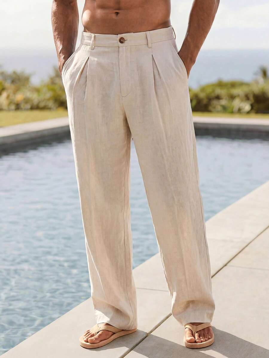 HIMLAND Men's Casual Versatile Solid Color Pants - Multicolor - View 1