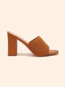 CUCCOO BASICS CUCCOO Minimalist Commuter Versatile Open Toe Mule High Heel Sandals For Christmas - Red Brown 2 - View 2