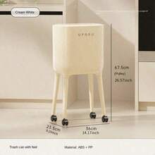 1PC Large Capacity Big Size No Bend High Foot Stand Movable With Wheels Luxury Elegant Design Modern Pattern Trash Can Garbage Bin For Kitchen Living Room Home Office Modern Home Decor Waste Management - Multicolor - View 13