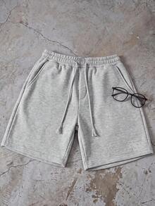 SWAVVY Casual Men's Drawstring Waist Summer Daily Shorts - Grey - View 2